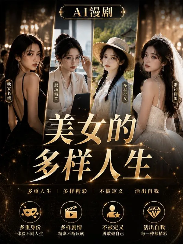 美女的多样人生 美女多样 ai短剧 AI国漫情欲 美女缠绵故事 海报